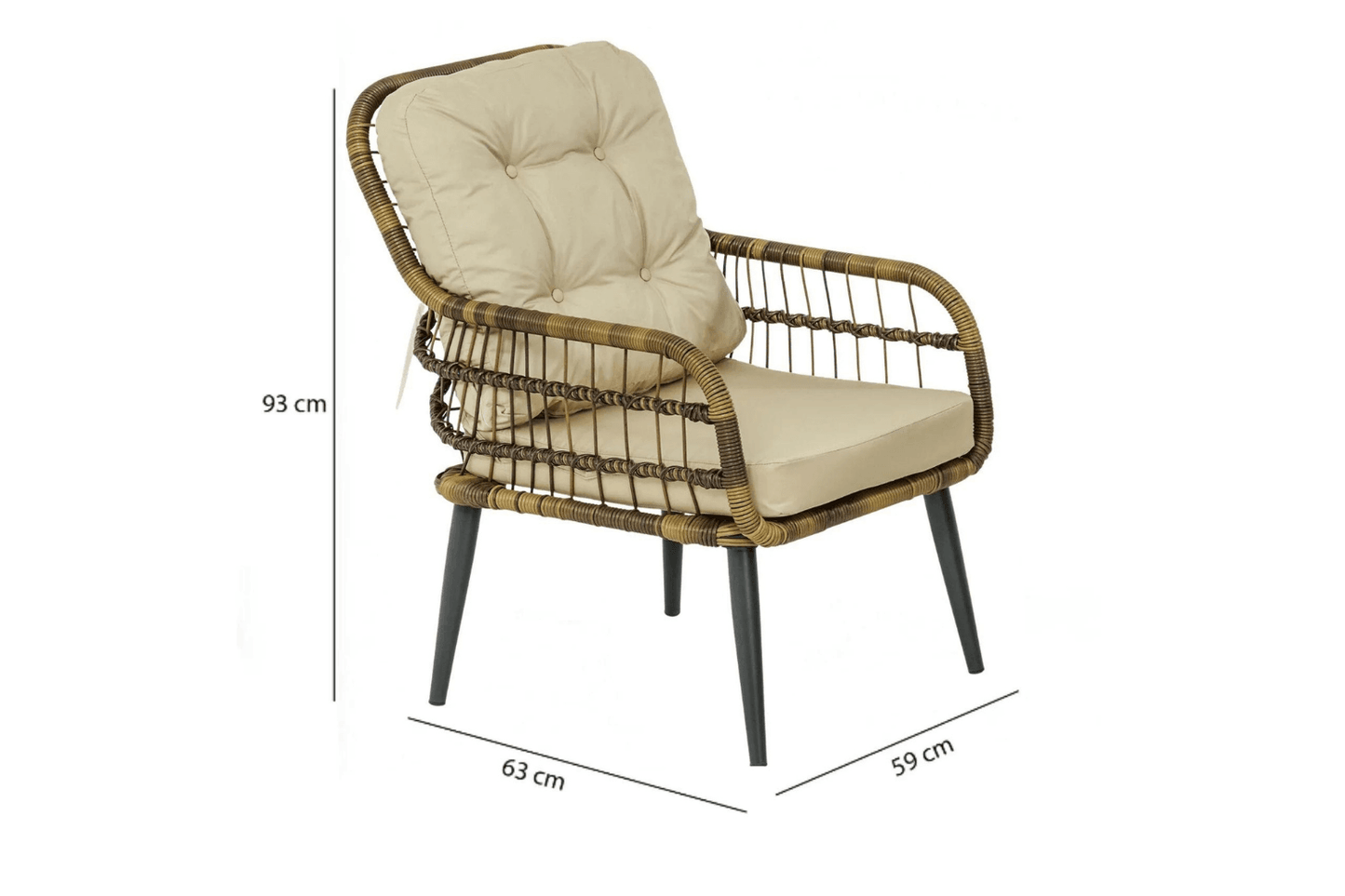Capri Swing Gartenlounge-Set Rattan Lounge Gartenmöbel Set 4 Personen Bistroset mit Stühle & Bank - Ezmann.de