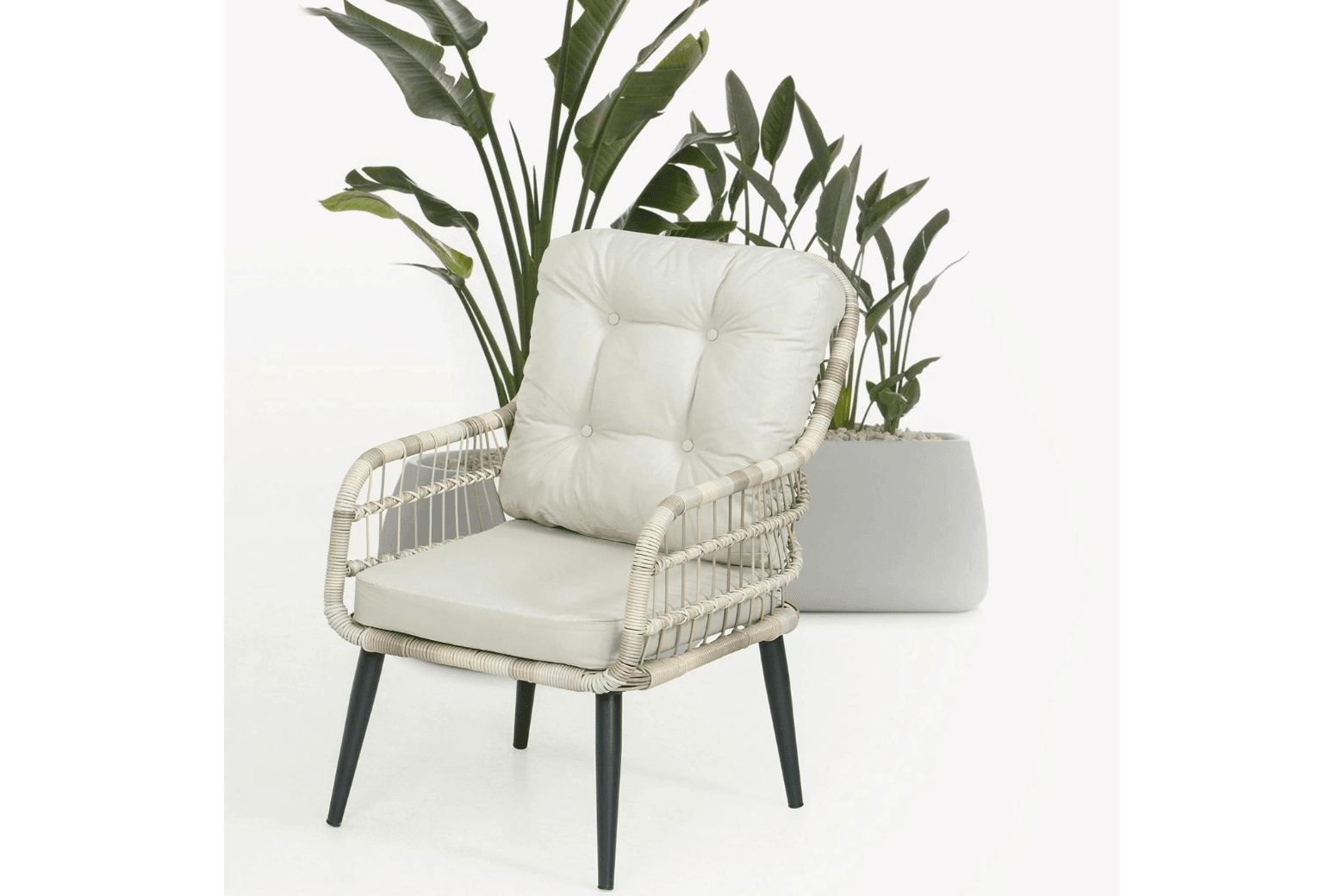 Capri Swing Gartenlounge-Set Rattan Lounge Gartenmöbel Set 4 Personen Bistroset mit Stühle & Bank - Ezmann.de