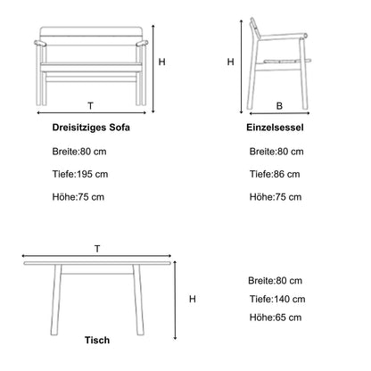 Gowoll Efes Plus Gartenlounge-Set Gartengarnitur Gartenmöbel Set 5 Personen Gartentisch für Outdoor - Ezmann.de