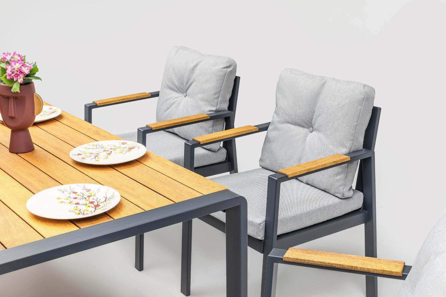 Gowoll Efes Anthrazit Gartenlounge-Set Wetterfeste Holz Gartenmöbel Set 6 Personen für Outdoor Terassenmöbel - Ezmann.de
