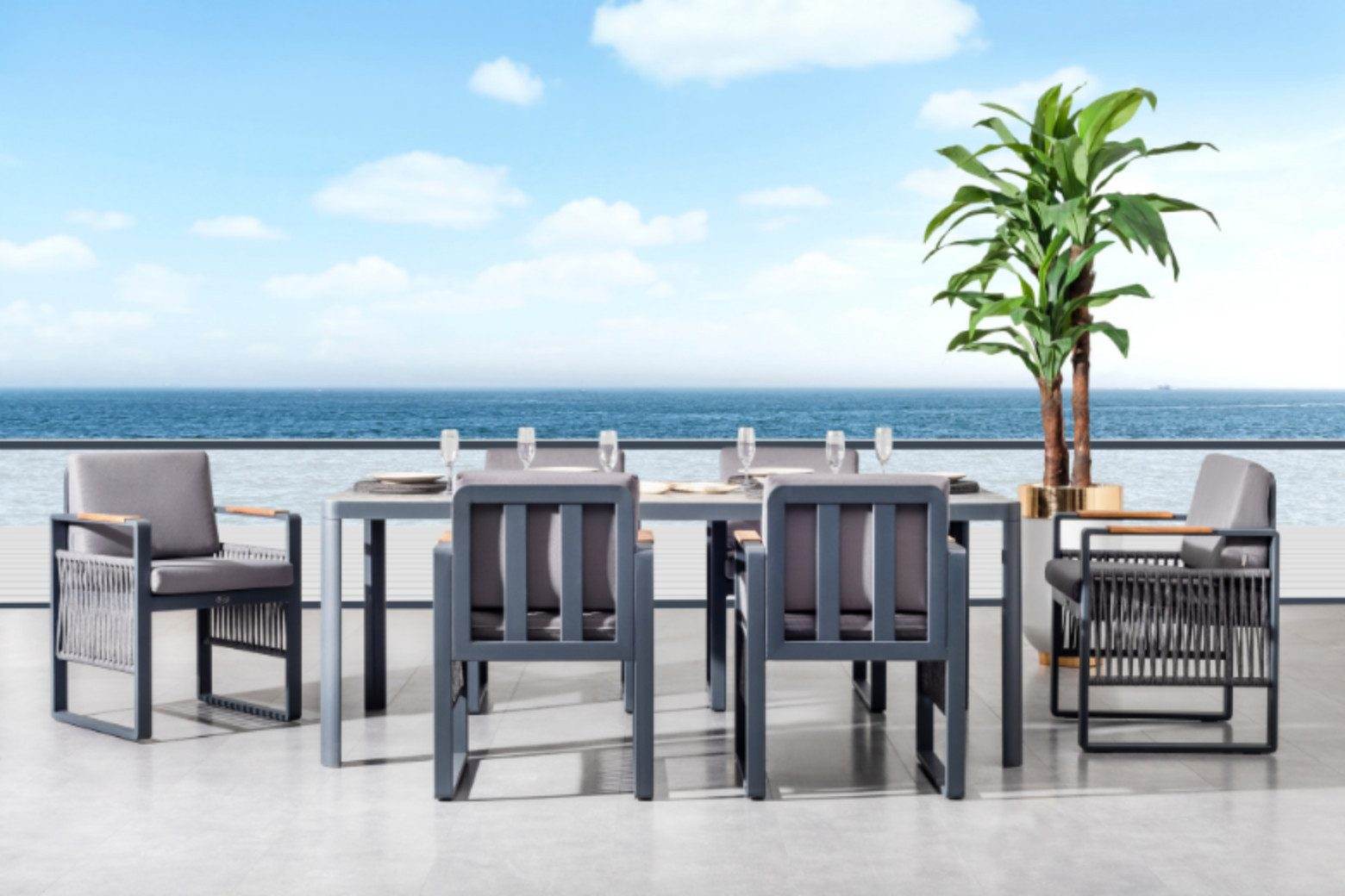 Gowoll Argos Aluminium Gartenlounge-Set Wetterfeste Gartenmöbel Set 6 Personen für Outdoor Terassenmöbel - Ezmann.de