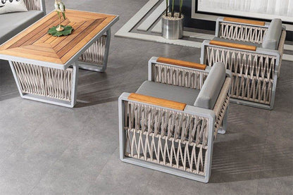 Gowoll Argos Grau Ireko Holz Tisch Set 5 Personen Gartentisch für Outdoor - Ezmann.de