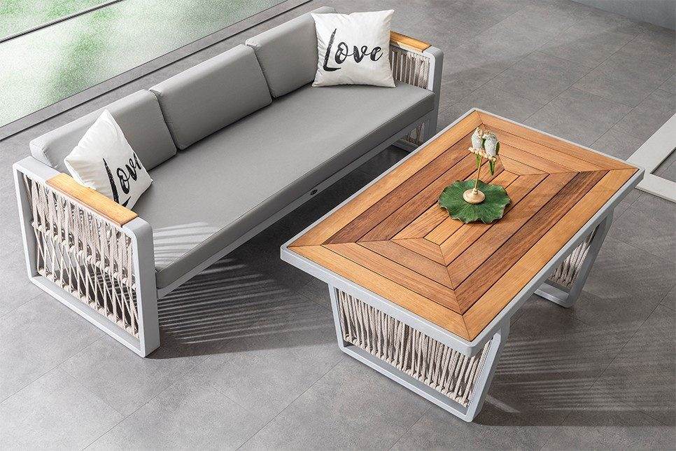 Gowoll Argos Grau Ireko Holz Tisch Set 5 Personen Gartentisch für Outdoor - Ezmann.de