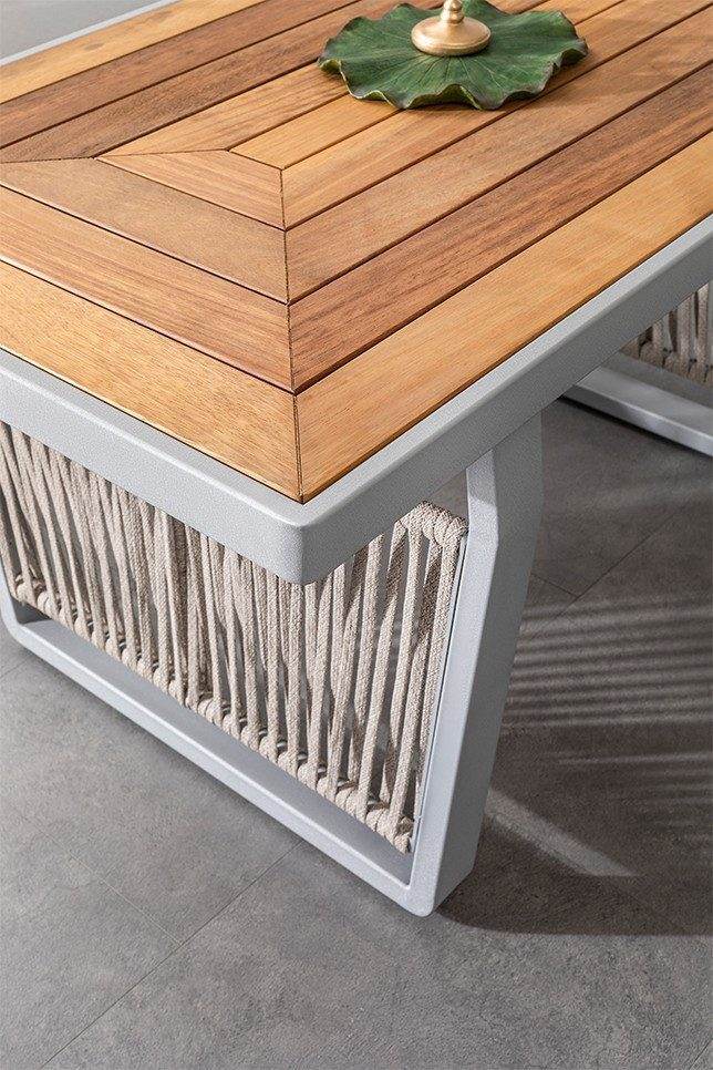 Gowoll Argos Grau Ireko Holz Tisch Set 5 Personen Gartentisch für Outdoor - Ezmann.de