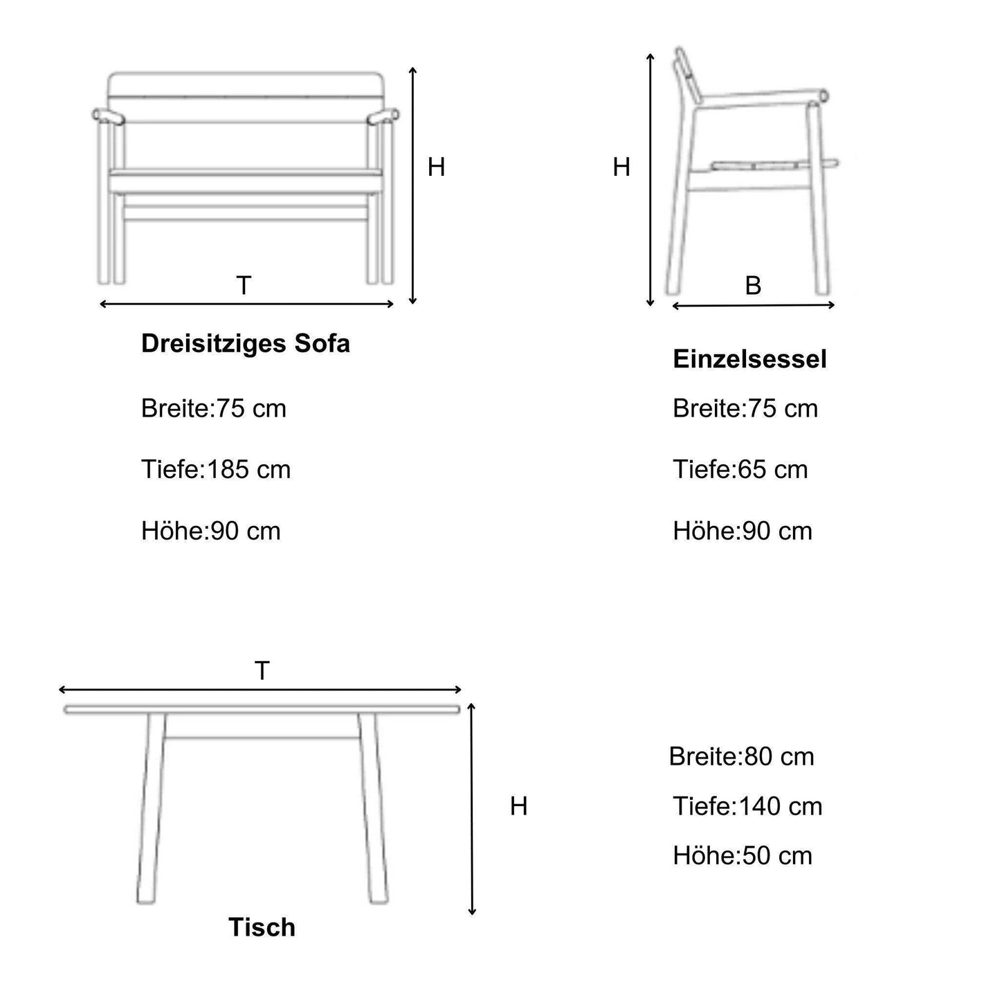 Gowoll Arizona Gartenlounge-Set Gartengarnitur Gartenmöbel Set 5 Personen Gartentisch für Outdoor - Ezmann.de