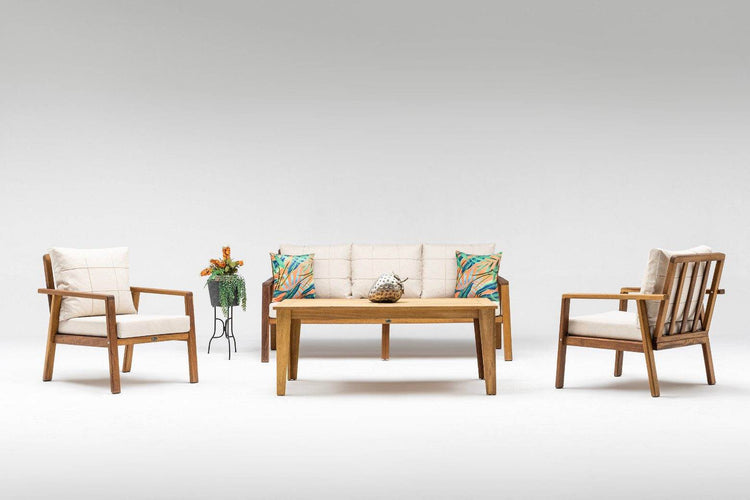 Gowoll Artemis Holz Gartenlounge-Set Gartengarnitur Gartenmöbel Set 5 Personen Gartentisch für Outdoor - Ezmann.de