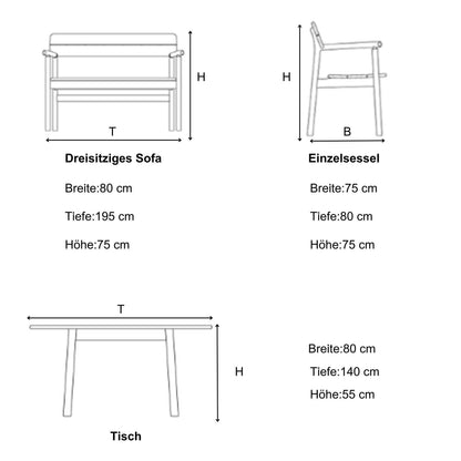 Gowoll Artemis Holz Gartenlounge-Set Gartengarnitur Gartenmöbel Set 5 Personen Gartentisch für Outdoor - Ezmann.de