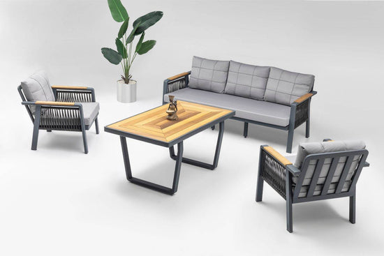 Gowoll Artemis Plus Anthrazit Gartenlounge-Set Gartengarnitur Gartenmöbel Set 5 Personen Gartentisch für Outdoor - Ezmann.de