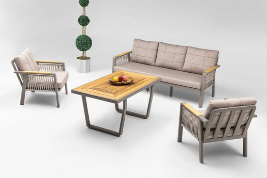 Gowoll Artemis Plus Anthrazit Gartenlounge-Set Gartengarnitur Gartenmöbel Set 5 Personen Gartentisch für Outdoor - Ezmann.de