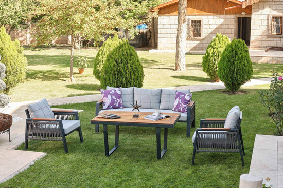 Gowoll Efes Plus Gartenlounge-Set Gartengarnitur Gartenmöbel Set 5 Personen Gartentisch für Outdoor - Ezmann.de