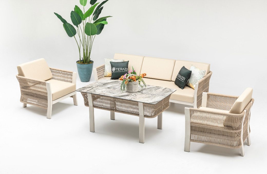 Gowoll Florence Set Gartenlounge-Set Gartengarnitur Gartenmöbel Set 5 Personen Gartentisch für Outdoor Ezmann.de