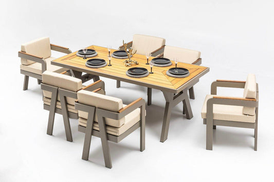 Gowoll Atlantis Gartenlounge-Set Wetterfeste Holz Gartenmöbel Set 6 Personen für Outdoor Terassenmöbel - Ezmann.de
