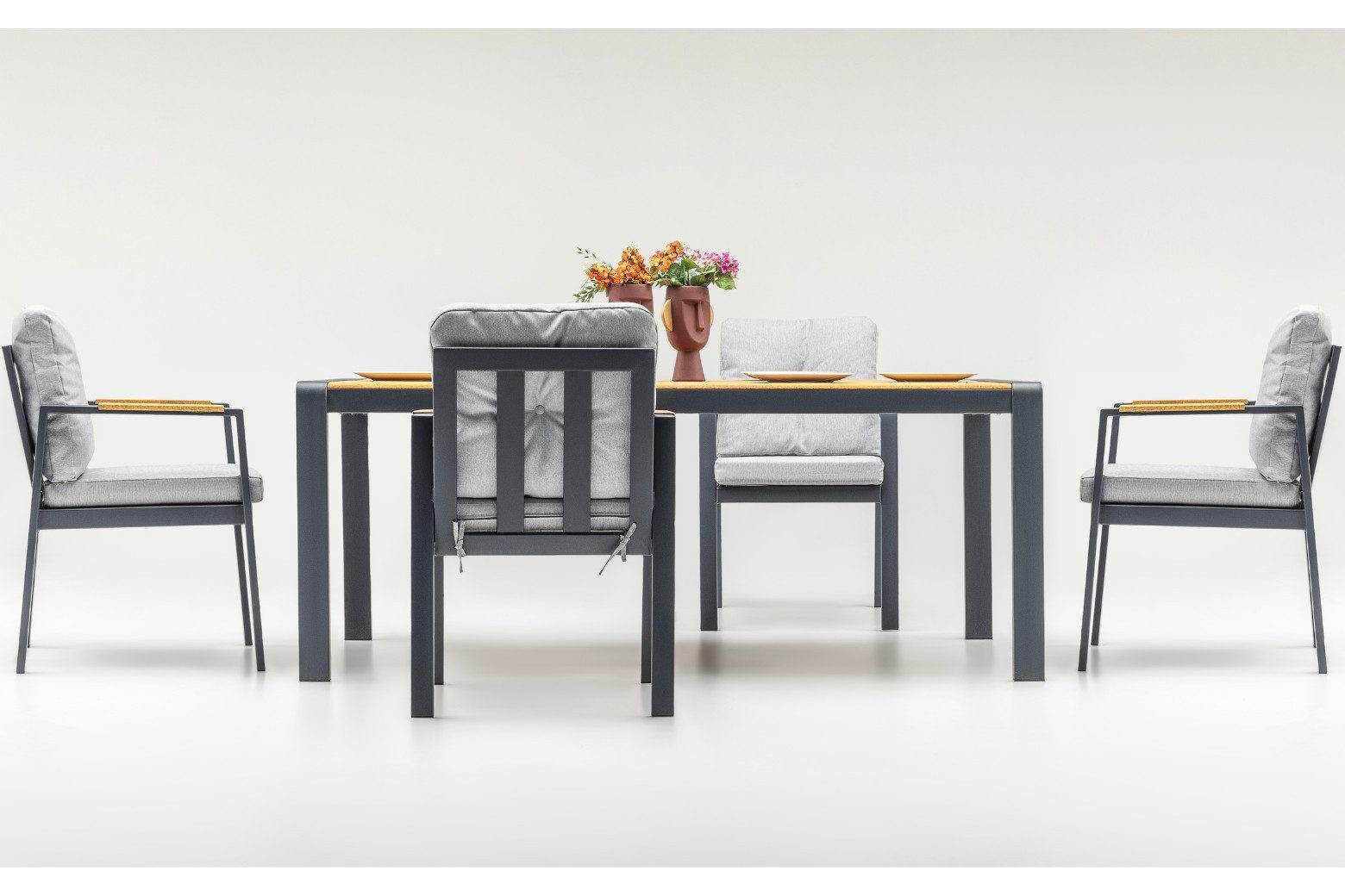 Gowoll Efes Anthrazit Gartenlounge-Set Wetterfeste Holz Gartenmöbel Set 6 Personen für Outdoor Terassenmöbel - Ezmann.de