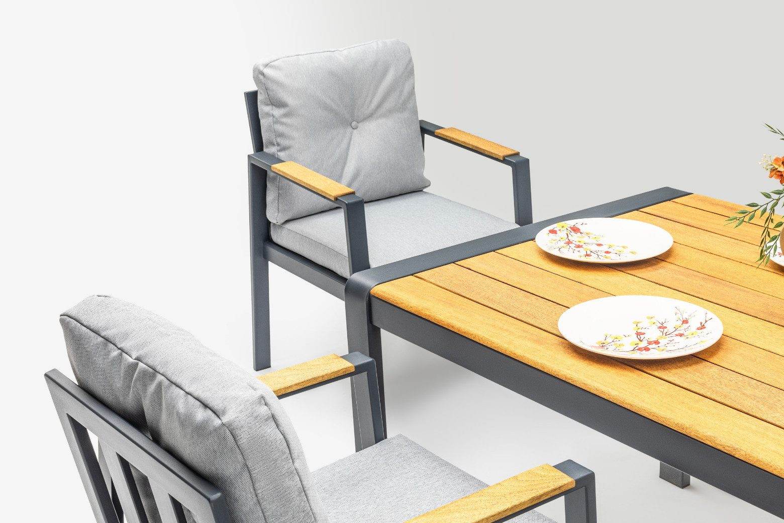 Gowoll Efes Anthrazit Gartenlounge-Set Wetterfeste Holz Gartenmöbel Set 6 Personen für Outdoor Terassenmöbel - Ezmann.de