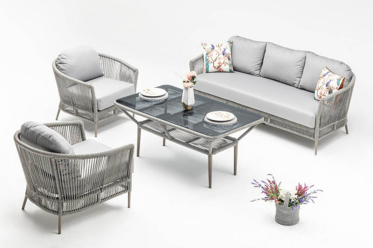 Gowoll Mitra Gartenlounge-Set Gartengarnitur Gartenmöbel Set 5 Personen Gartentisch für Outdoor - Ezmann.de