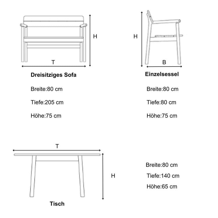 Gowoll Mitra Gartenlounge-Set Gartengarnitur Gartenmöbel Set 5 Personen Gartentisch für Outdoor - Ezmann.de