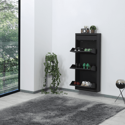 Alveon Schuhschrank (3+1 Klappen Schwarz) - Ezmann.de