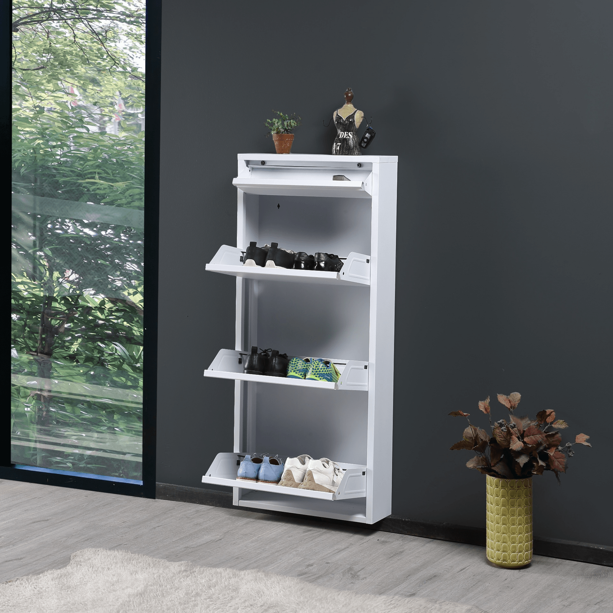 Alveon Schuhschrank (3+1 Klappen Weiß) - Ezmann.de