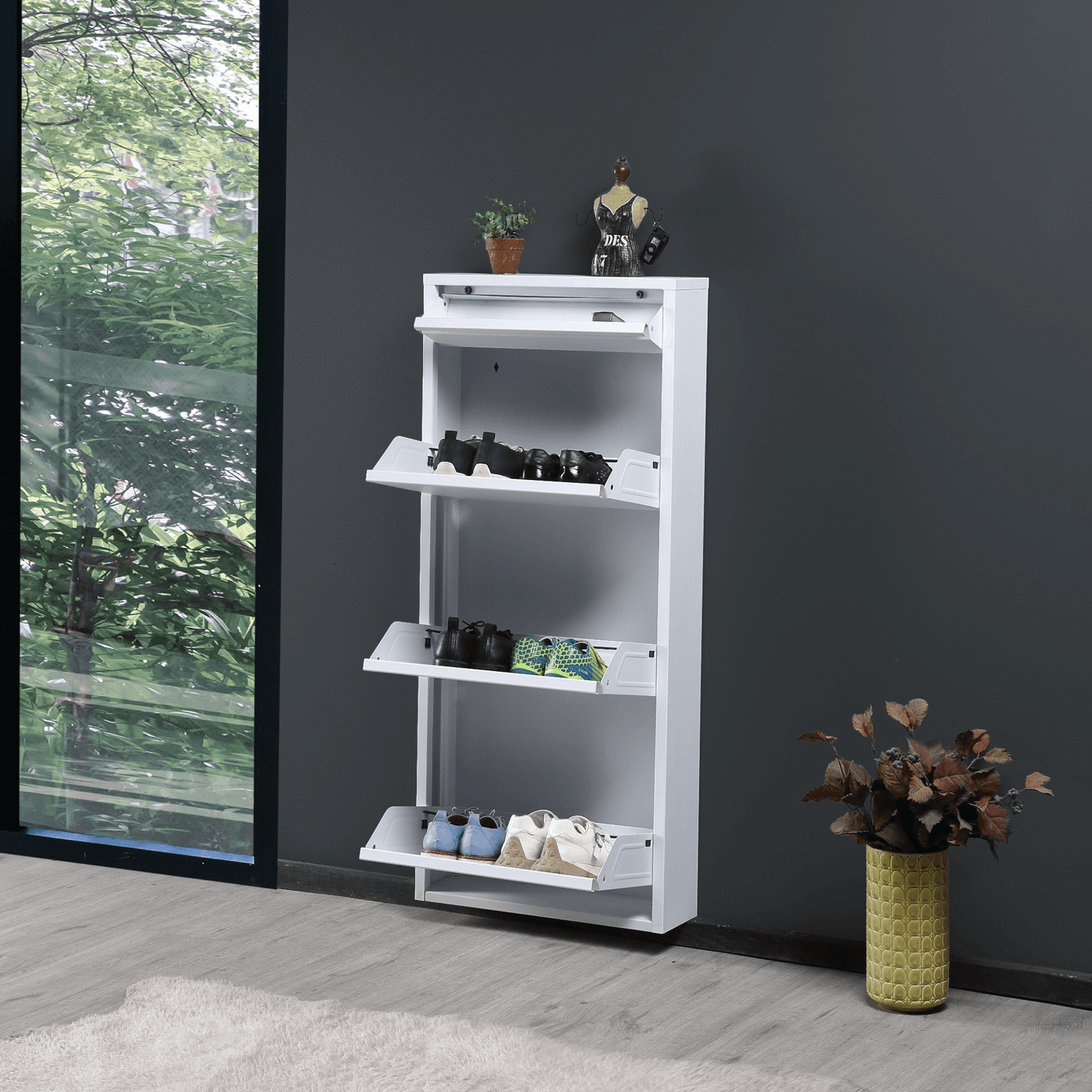 Alveon Schuhschrank (3+1 Klappen Weiß) - Ezmann.de