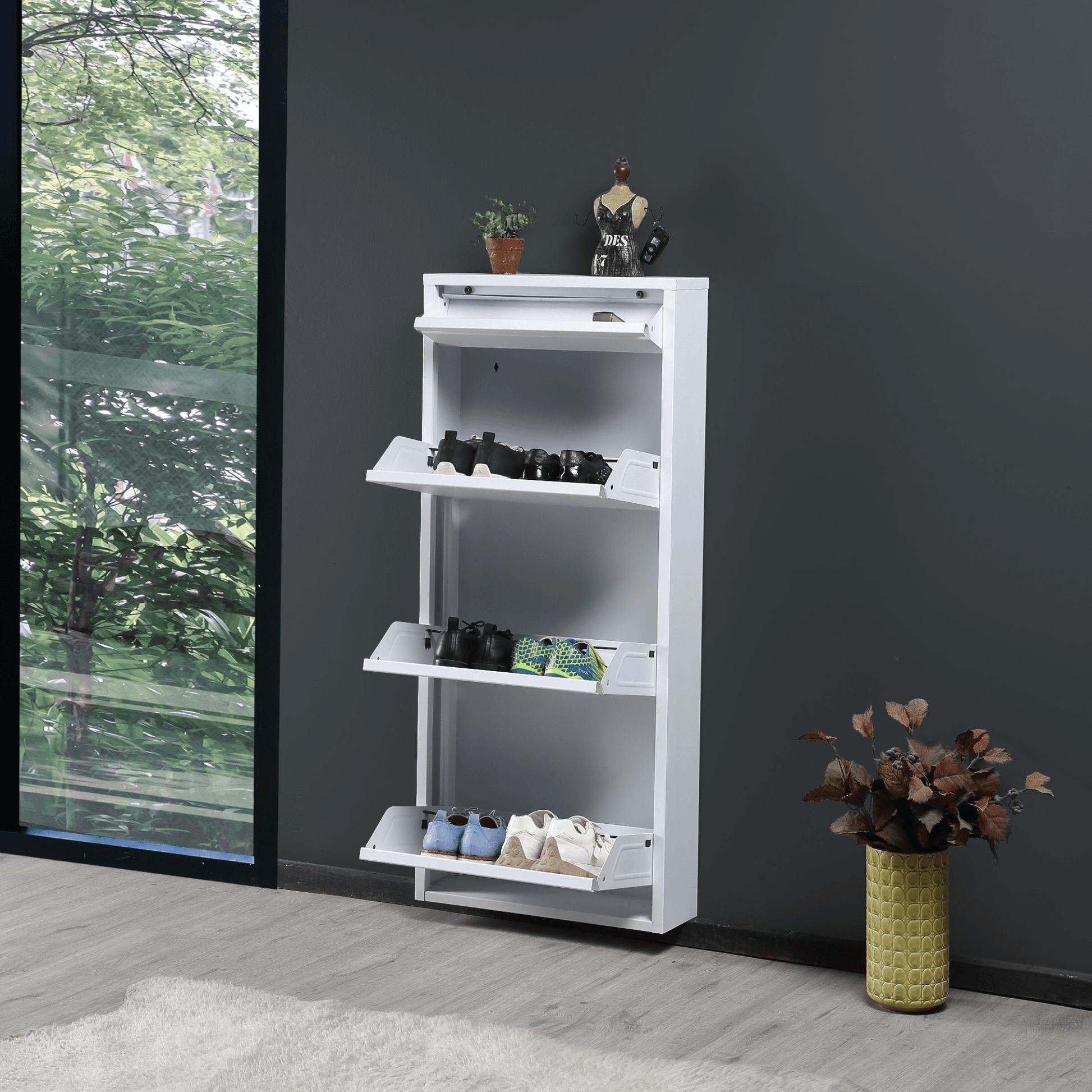 Alveon Schuhschrank (3+1 Klappen Weiß) - Ezmann.de