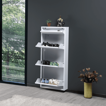 Alveon Schuhschrank (3+1 Klappen Weiß) - Ezmann.de