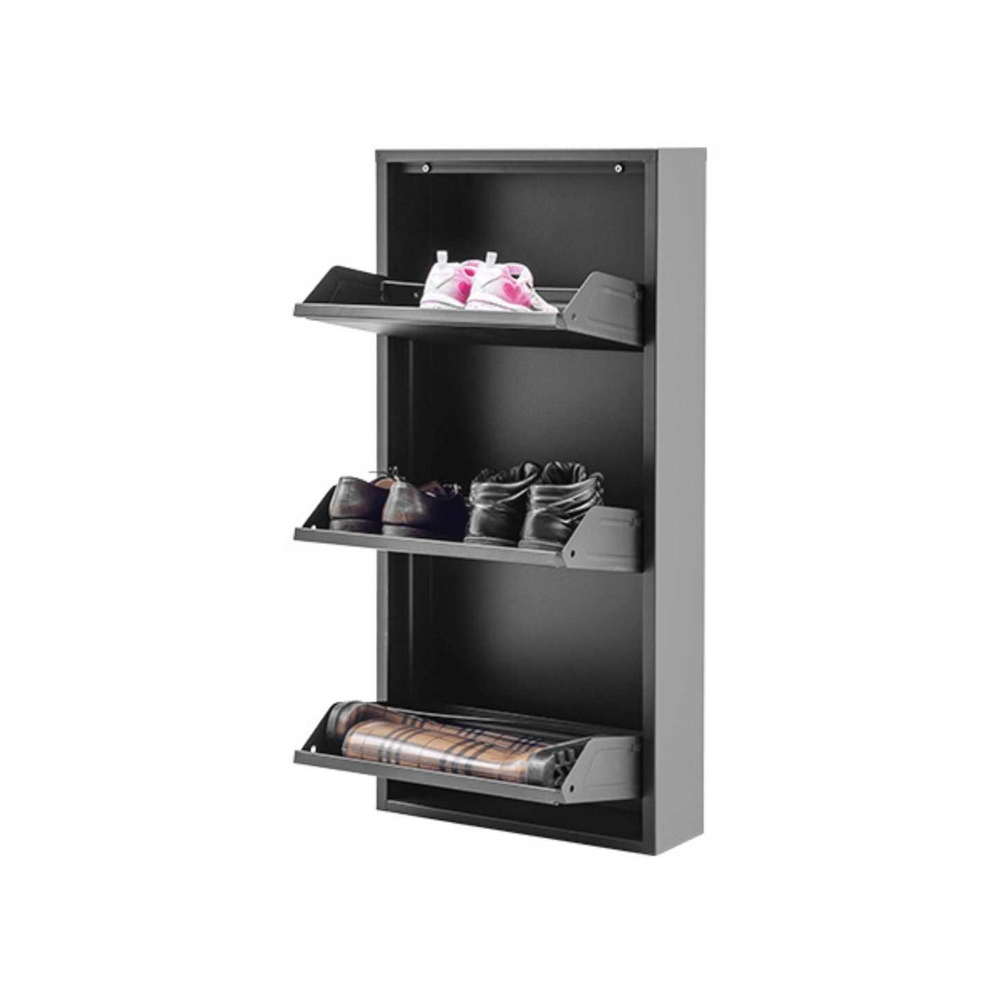 Alveon Schuhschrank (3 Klappen Schwarz) - Ezmann.de