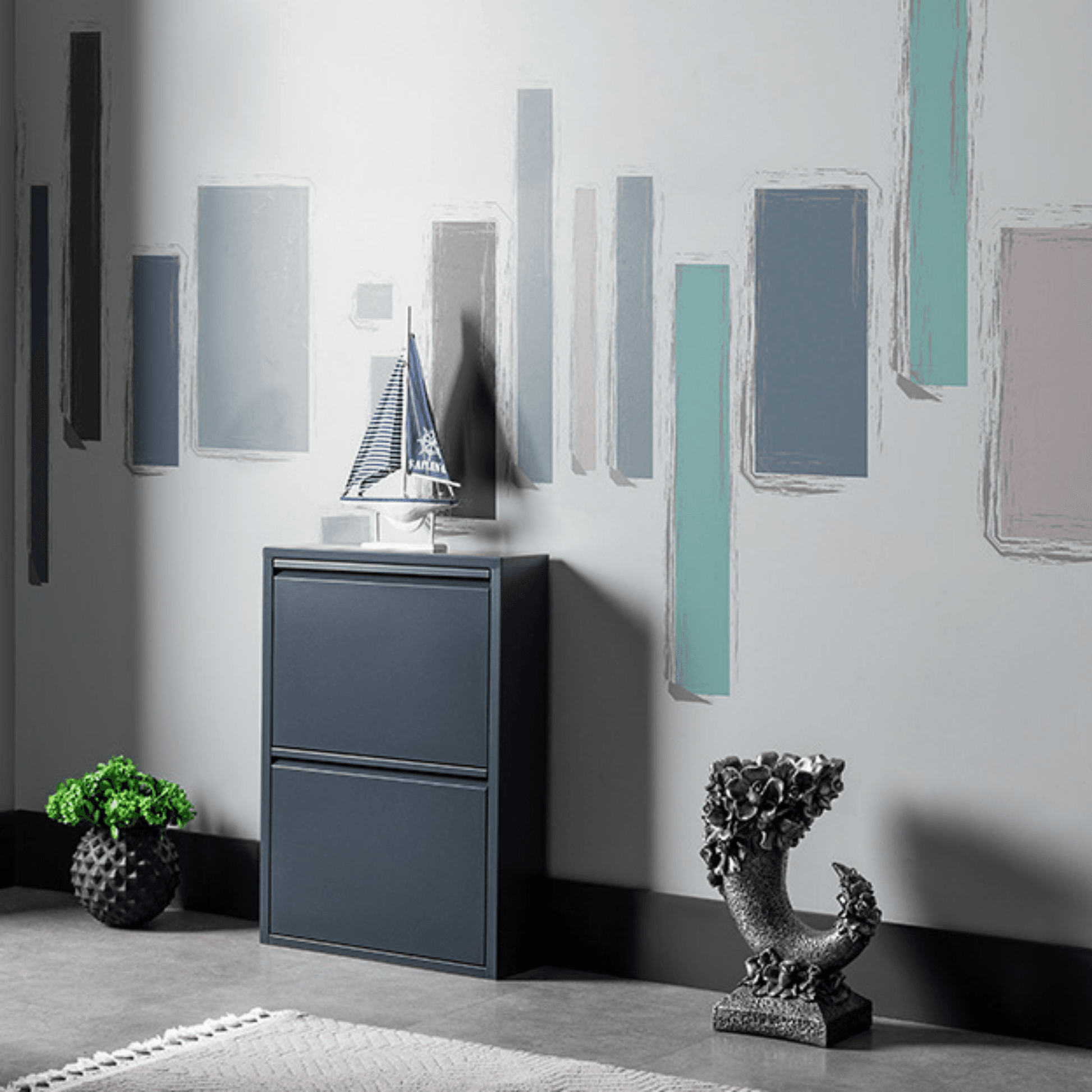 Alveon Schuhschrank (2 Klappen Anthrazit) - Ezmann.de