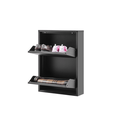Alveon Schuhschrank (2 Klappen Schwarz) - Ezmann.de