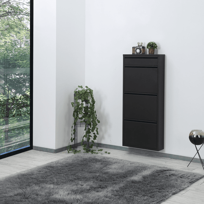 Alveon Schuhschrank (3+1 Klappen Schwarz) - Ezmann.de