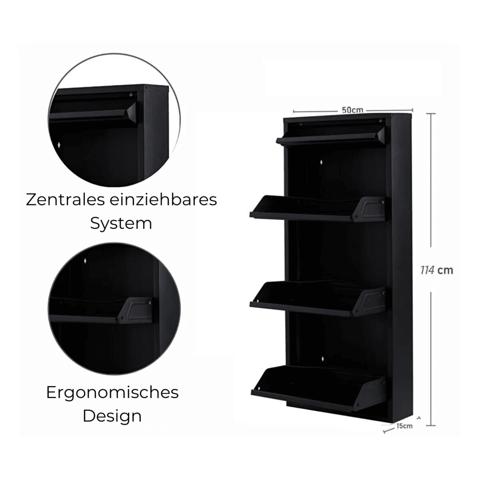Alveon Schuhschrank (3+1 Klappen Schwarz) - Ezmann.de