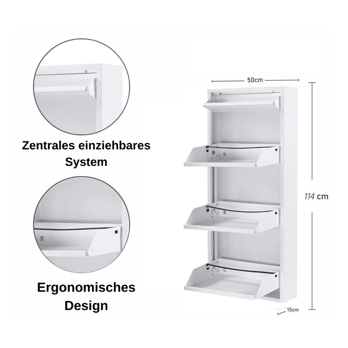 Alveon Schuhschrank (3+1 Klappen Weiß) - Ezmann.de