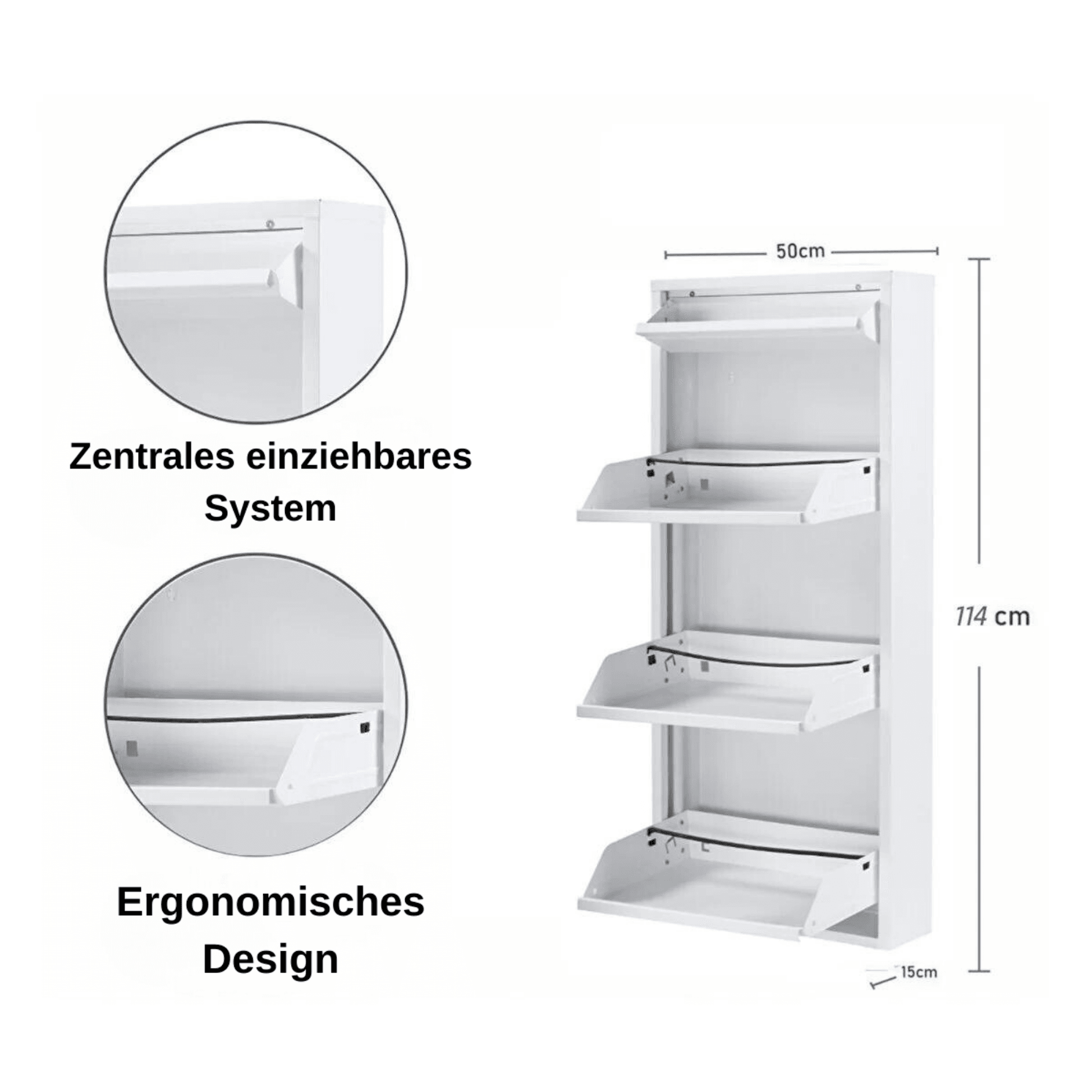 Alveon Schuhschrank (3+1 Klappen Weiß) - Ezmann.de