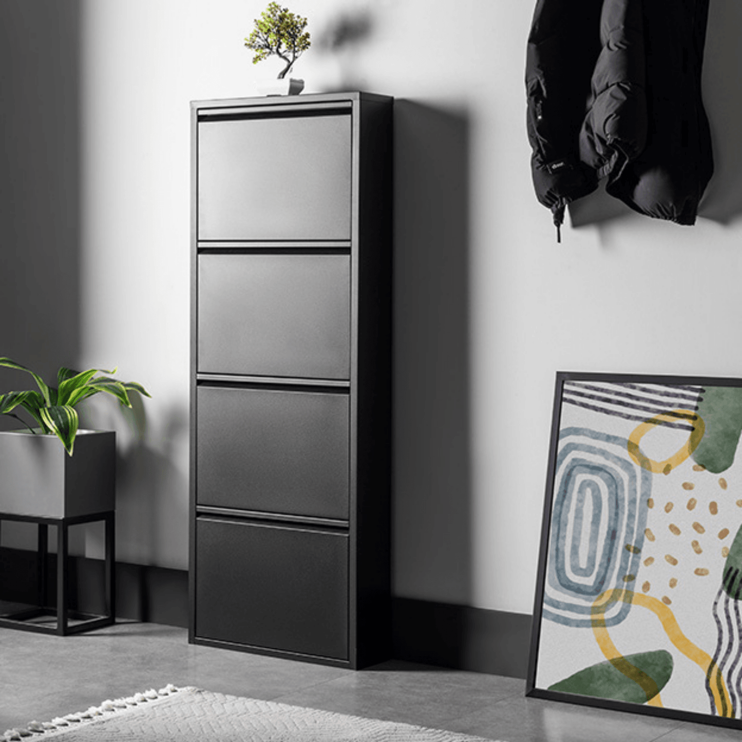 Alveon Schuhschrank (4 Klappen Schwarz) - Ezmann.de