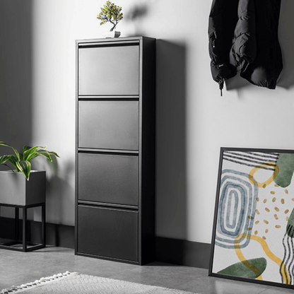 Alveon Schuhschrank (4 Klappen Schwarz) - Ezmann.de