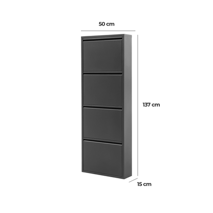 Alveon Schuhschrank (4 Klappen Schwarz) - Ezmann.de
