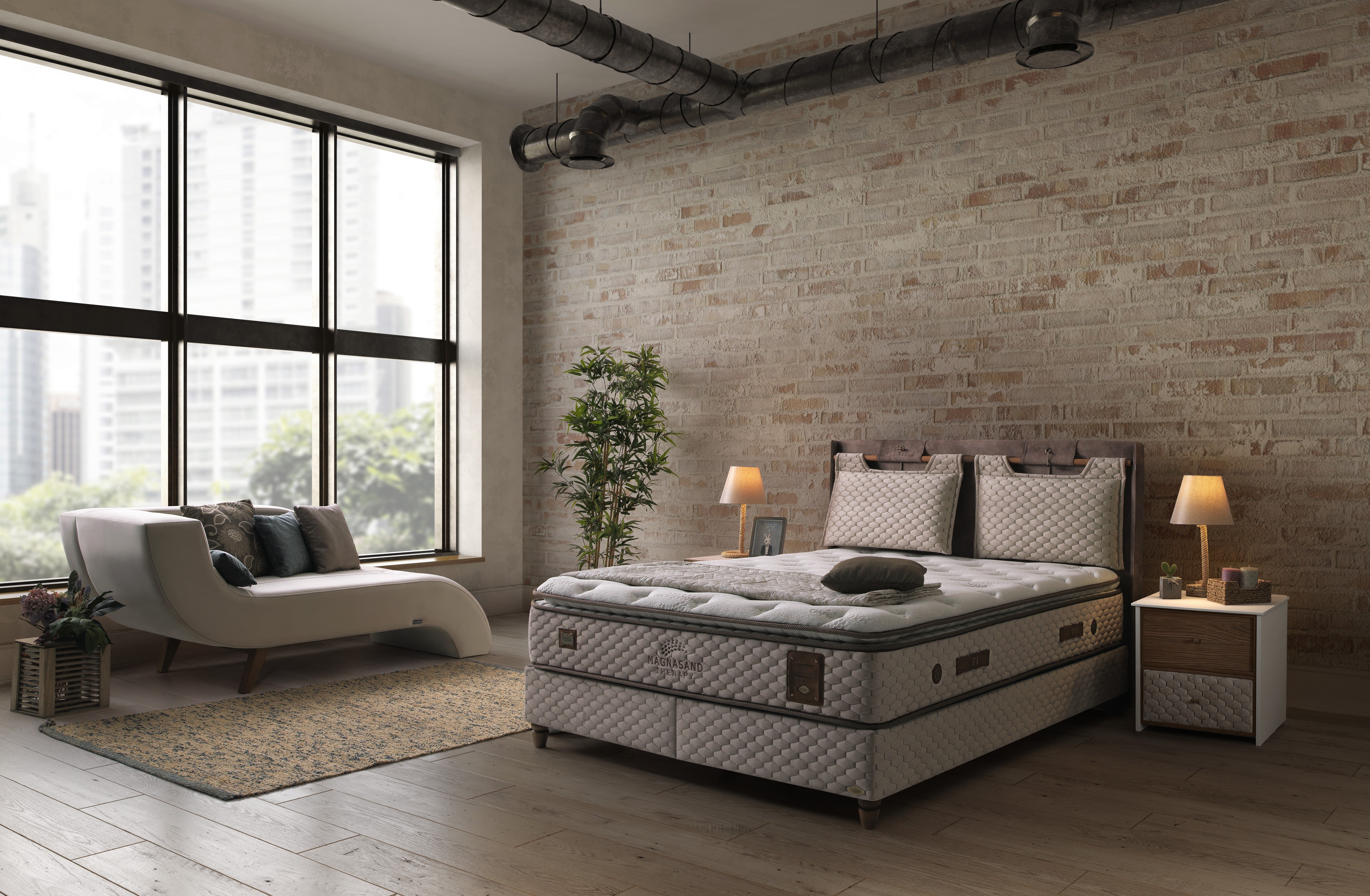 Bambi Bett Magnasand Boxspringbett Set | H3, Taschenfederkern