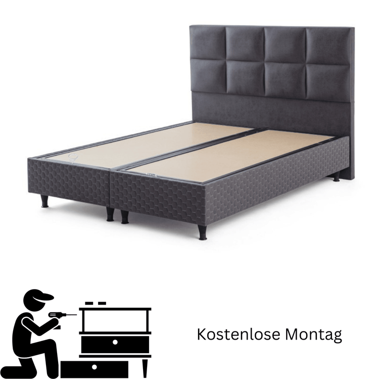 Moln Visco Grey Boxspringbett Set mit Matratze und Bettkästen, Schlafzimmer Set - Ezmann.de