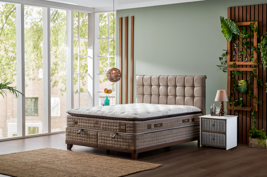 Bambi Bett Cotton Master Boxspringbett Schlafzimmer Set mit 9 Schichten mit Topper Höhe 32 cm Matratze