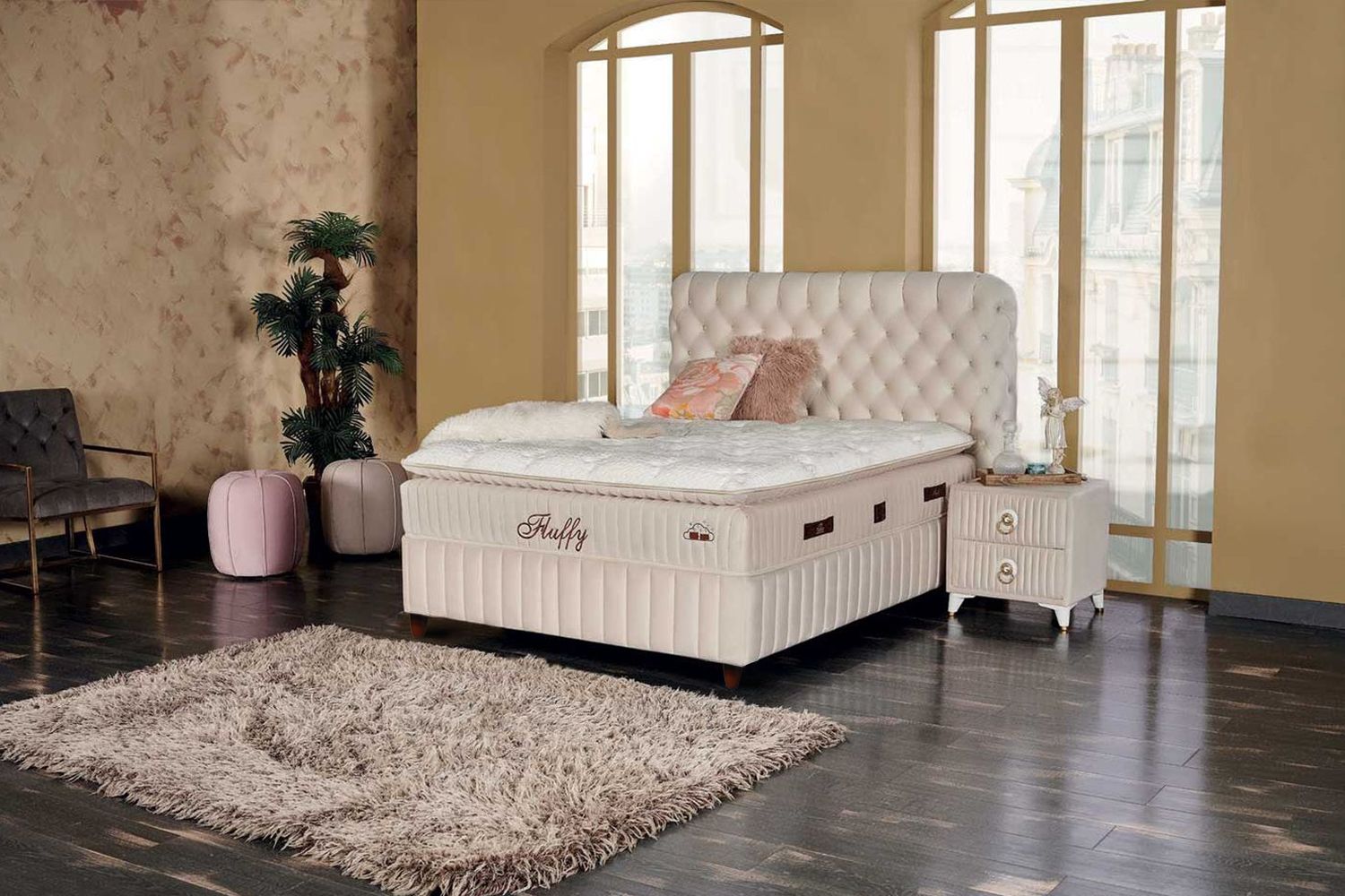 BSS FLUFFY Boxspringbett Set | Matratze H3 | Box und Kopfteil Gowoll.de