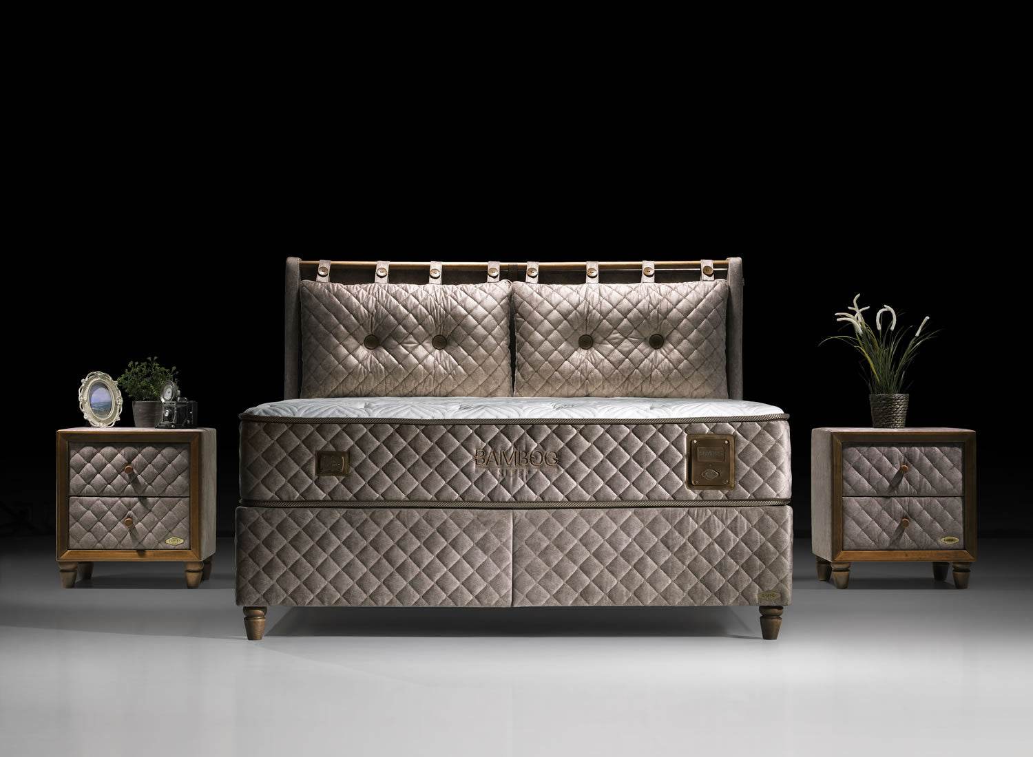 Bambi Bett Bamboo Sleep Boxspringbett Set Schlafzimmer Set mit 7 Schichten Höhe 30 cm Matratze Bambi