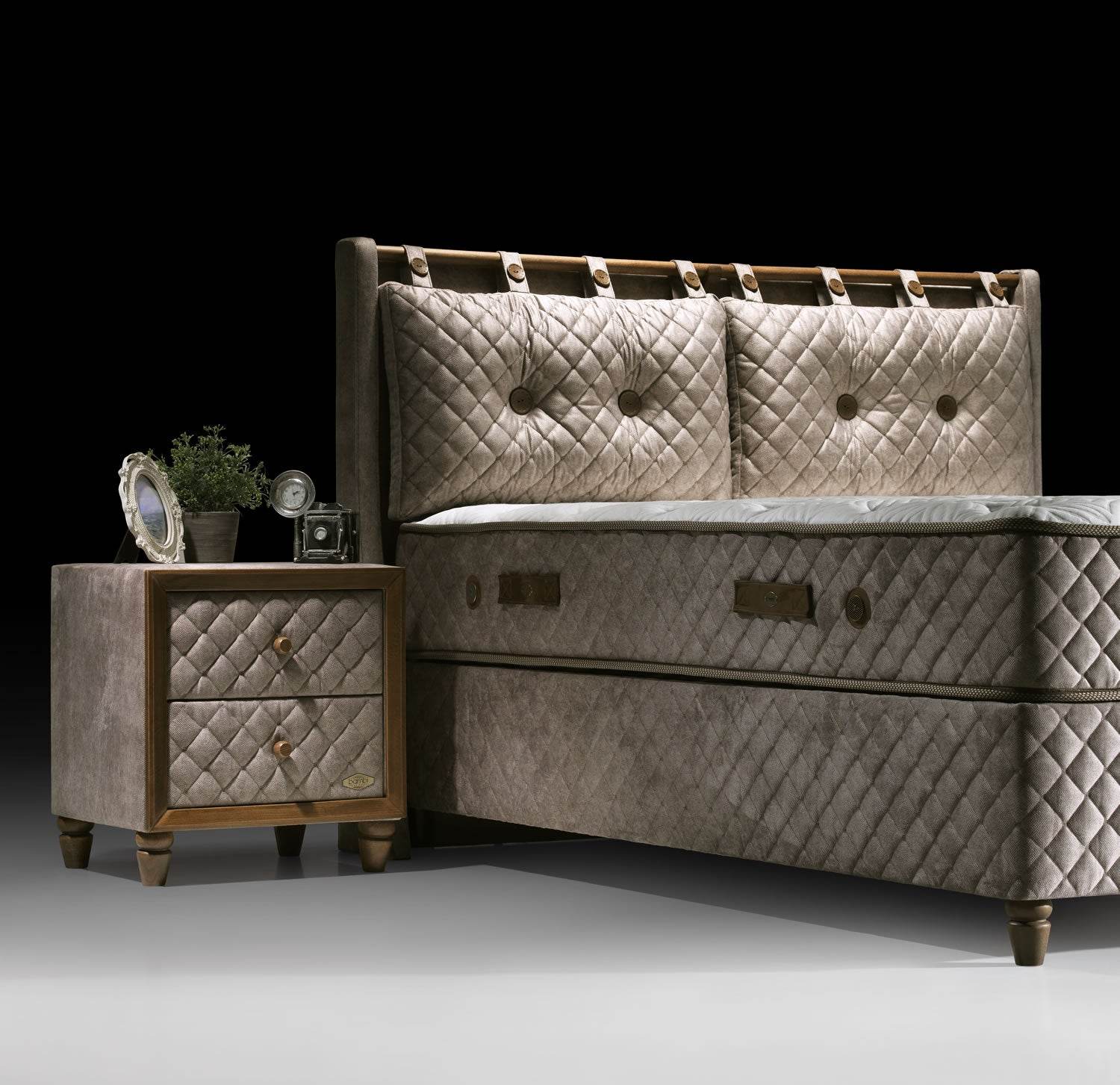 Bambi Bett Bamboo Sleep Boxspringbett Set Schlafzimmer Set mit 7 Schichten Höhe 30 cm Matratze Bambi