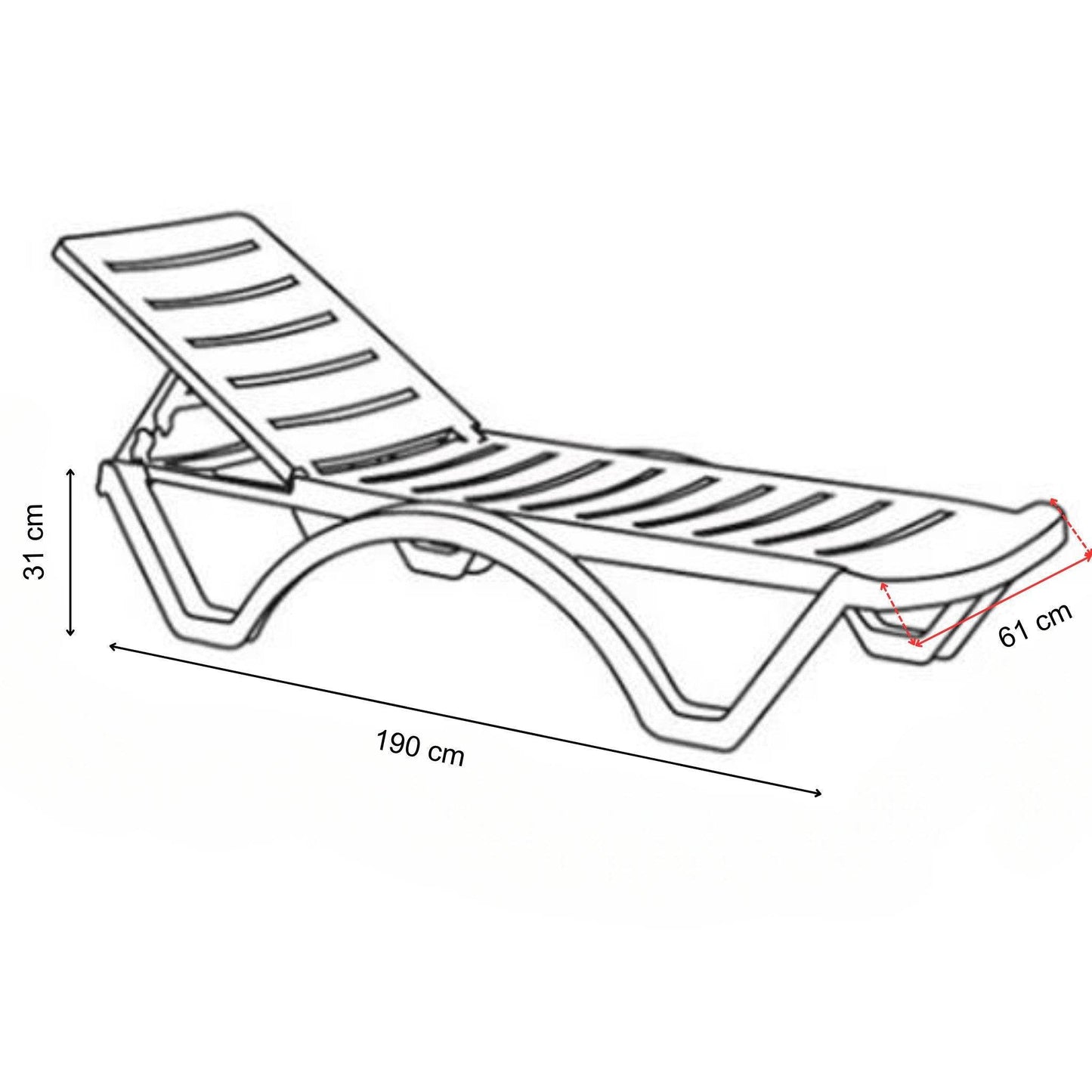 Gowoll Vegas Anthrazit Gartenliege mit Rollen Klappbar Wetterfest Sonnenliege und Stapelbar Liegestuhl, 1-tlg., mit 5 Positionen - Ezmann.de
