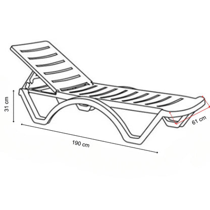 Gowoll Vegas Anthrazit Gartenliege mit Rollen Klappbar Wetterfest Sonnenliege und Stapelbar Liegestuhl, 1-tlg., mit 5 Positionen - Ezmann.de
