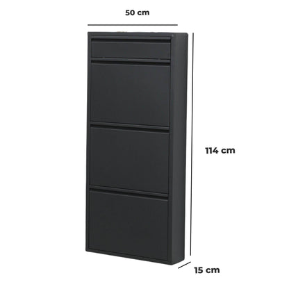 Alveon Schuhschrank (3+1 Klappen Anthrazit ) - Ezmann.de
