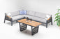 Gowoll Mykonos Plus Tisch Gartenlounge-Set Premium Ecklounge mit Wetterfest (Sitz und Rückenkissen, Tisch mit 2x3 Sitzer und 2xStuhl) - Ezmann.de