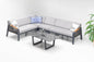 Gowoll Mykonos Plus Tisch Gartenlounge-Set Premium Ecklounge mit Wetterfest (Sitz und Rückenkissen, Tisch mit 2x3 Sitzer und 2xStuhl) - Ezmann.de