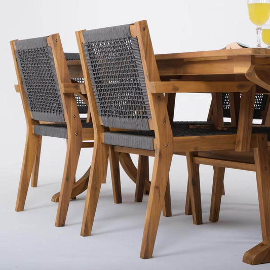 Fiume Gartenmöbel Set für 6 Personen – Akazienholz Esstisch 200x100 cm mit Stühlen – Gowoll Outdoor Essgruppe - Ezmann.de