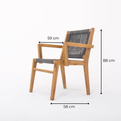 Fiume Gartenmöbel Set für 6 Personen – Akazienholz Esstisch 200x100 cm mit Stühlen – Gowoll Outdoor Essgruppe - Ezmann.de