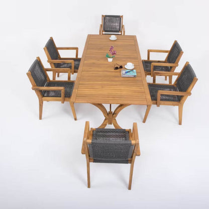 Fiume Gartenmöbel Set für 6 Personen – Akazienholz Esstisch 200x100 cm mit Stühlen – Gowoll Outdoor Essgruppe - Ezmann.de