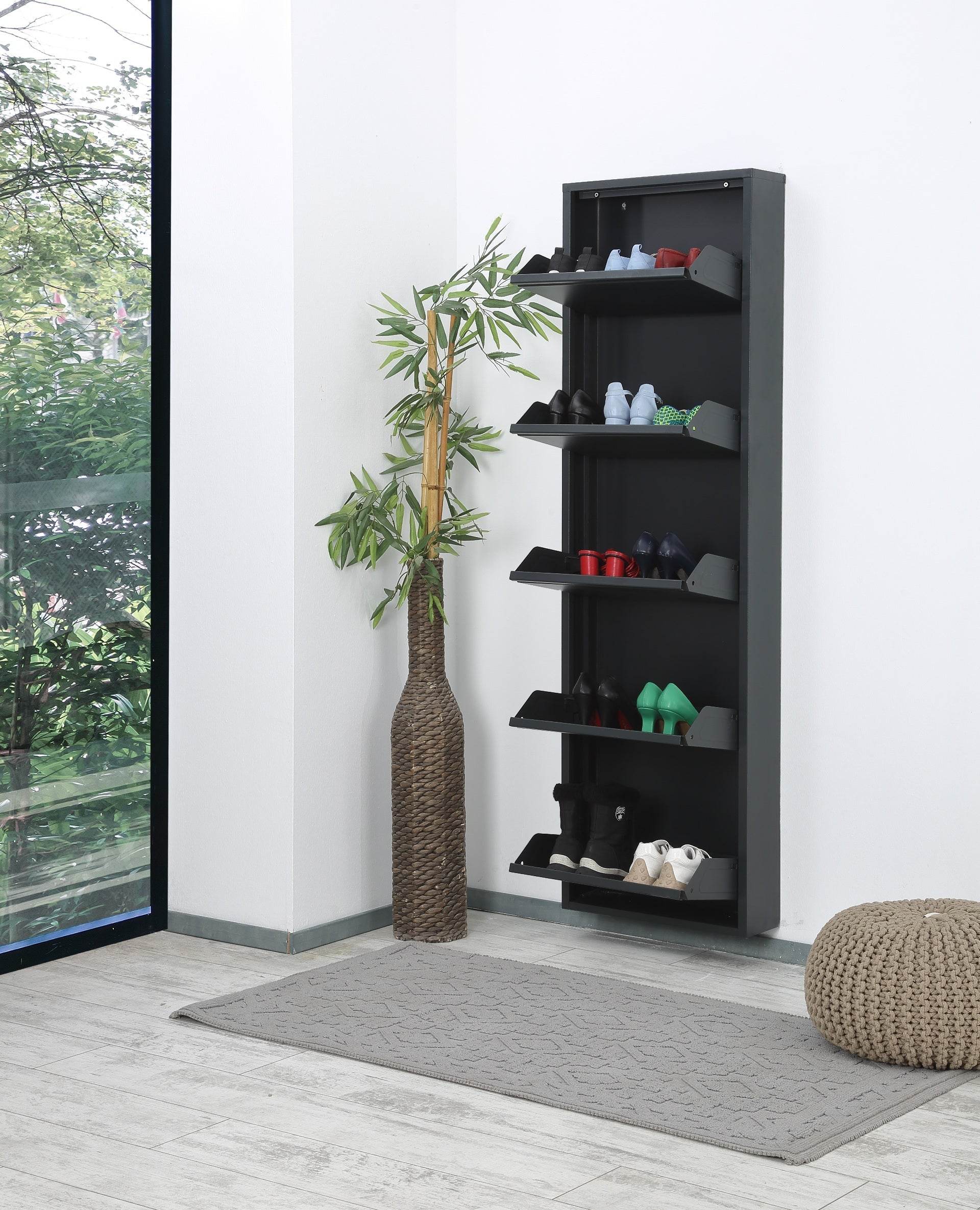 Alveon Schuhschrank (5 Klappen Schwarz ) - Ezmann.de